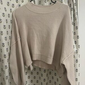 Free People Beige Crew Neck Sweater
